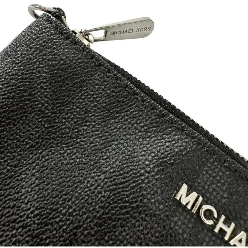 Michael Kors Brown &  Black Logo Saffiano Leather Wristlet Pouch Handbag